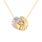 Seashell Two Tone Necklace by Lavana, interlocking gold and silver shell pendant on fine chain