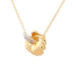 Seashell Two Tone Necklace by Lavana, interlocking gold and silver shell pendant on fine chain