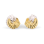 Seashell Two Tone Stud Earrings by Lavana, silver outer shell with gold inner detail