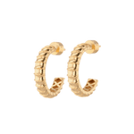 Serpentine Gold Hoop Earrings by Lavana featuring snake scale texture and criss cross gallery