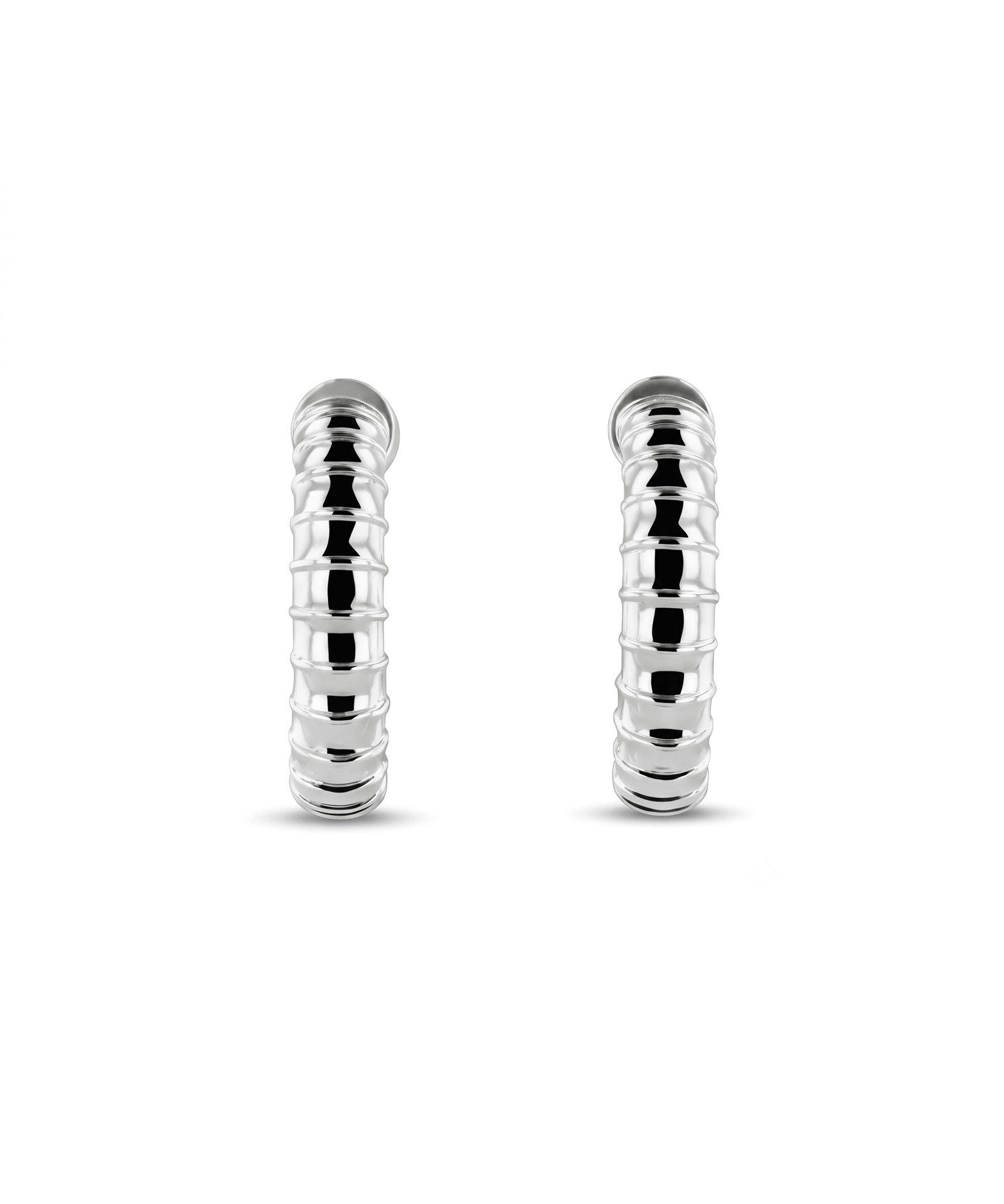 Serpentine Silver Hoop Earrings by Lavana featuring snake scale texture and criss cross gallery