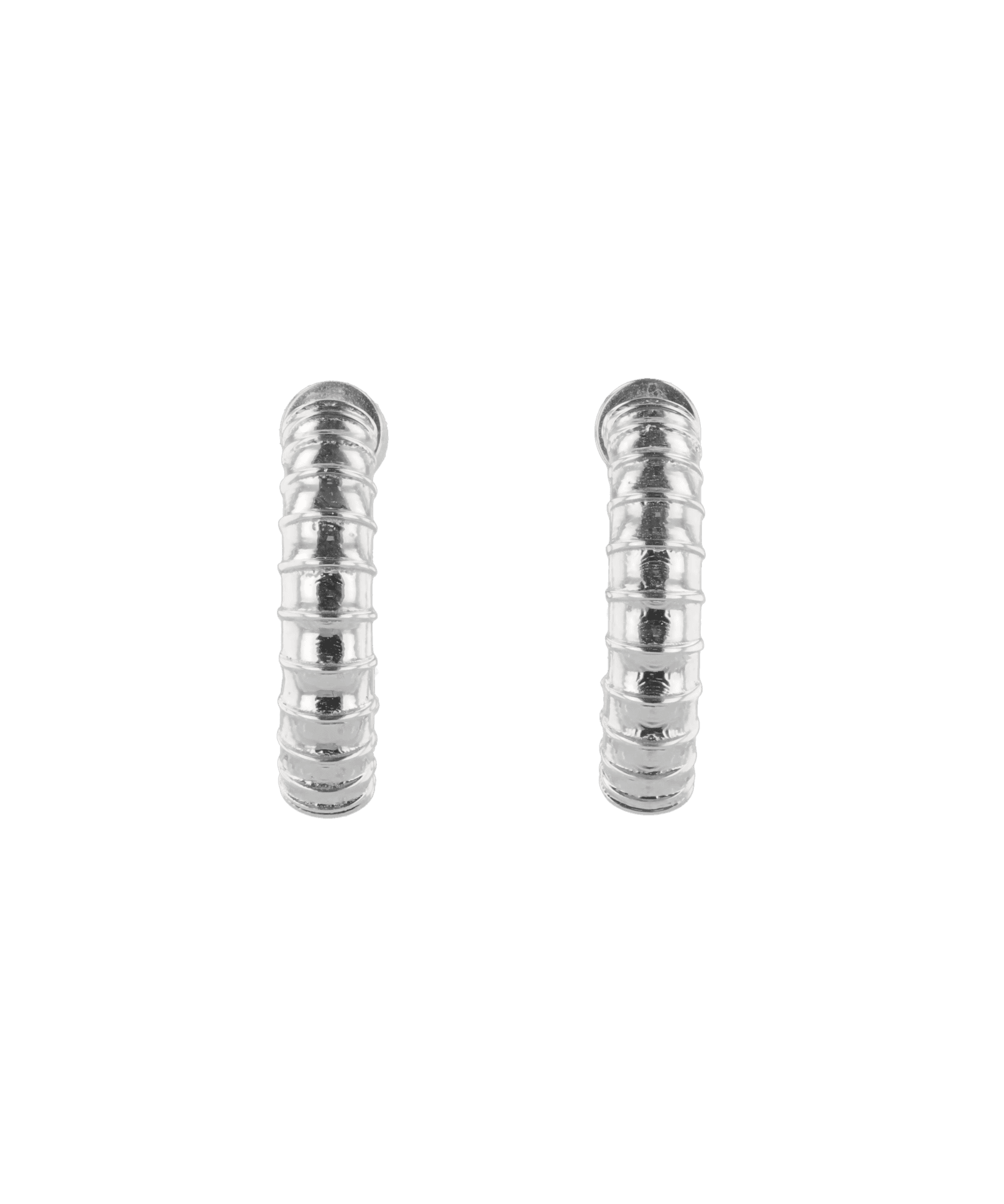 Serpentine Silver Hoop Earrings by Lavana featuring snake scale texture and criss cross gallery