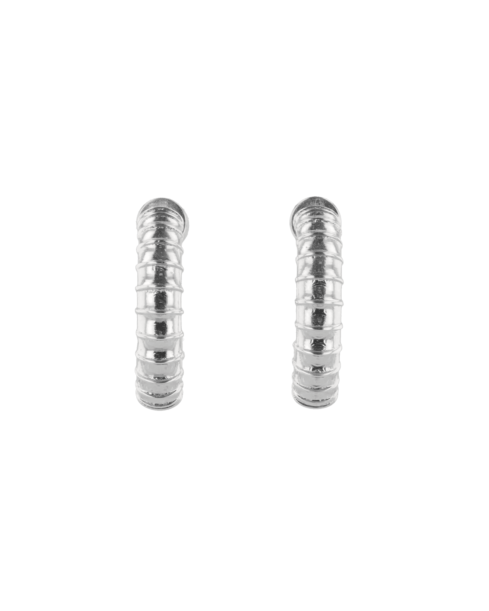 Serpentine Silver Hoop Earrings by Lavana featuring snake scale texture and criss cross gallery