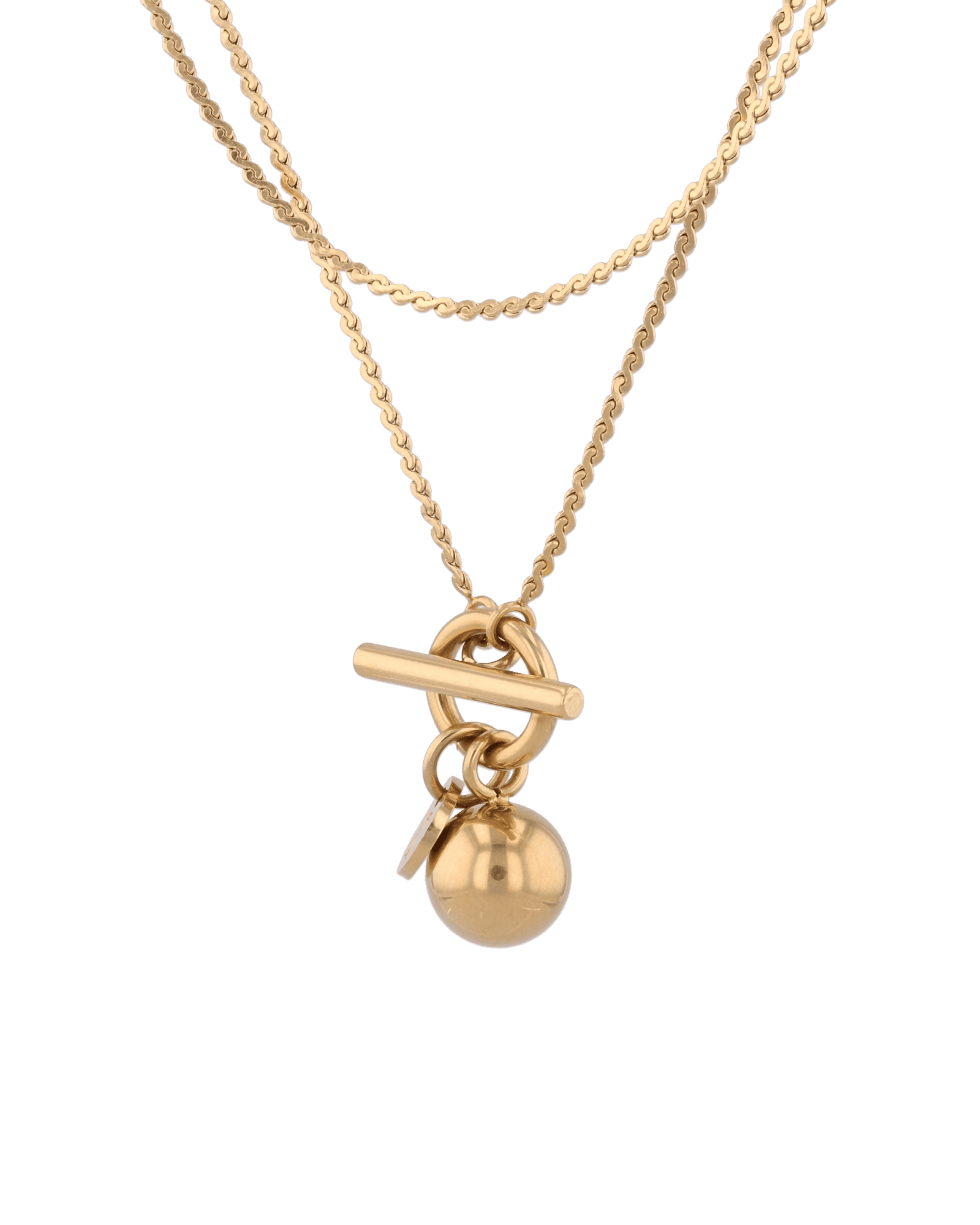 Serpentine Gold Lariat Chain Necklace by Lavana fine serpentine chain with polished lariat drop