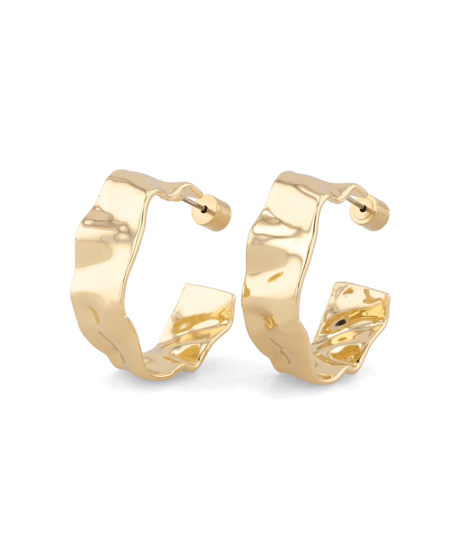 Sirocco gold chunky hoop earrings by Lavana, with fluid sculptural texture