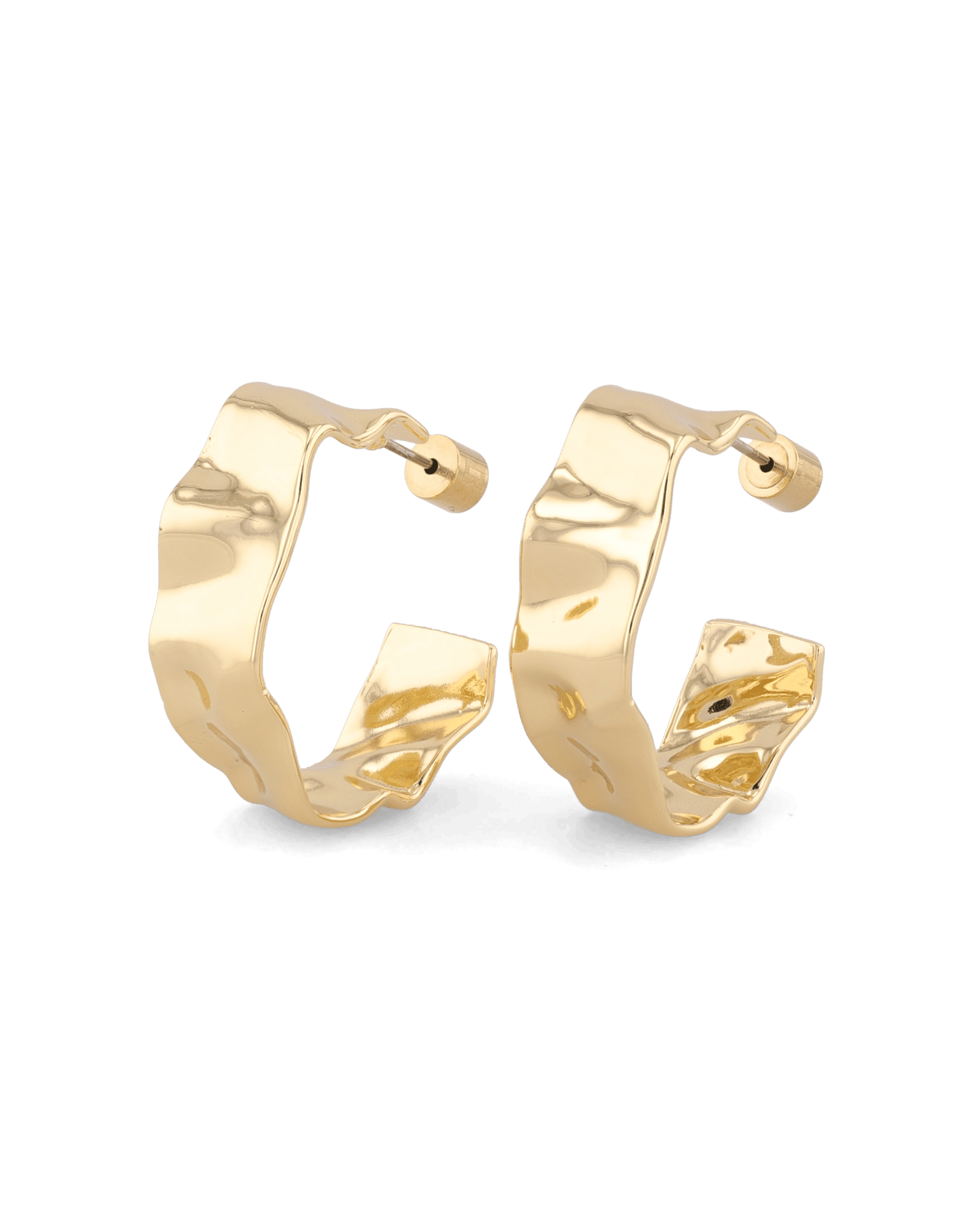 Sirocco gold chunky hoop earrings by Lavana, with fluid sculptural texture