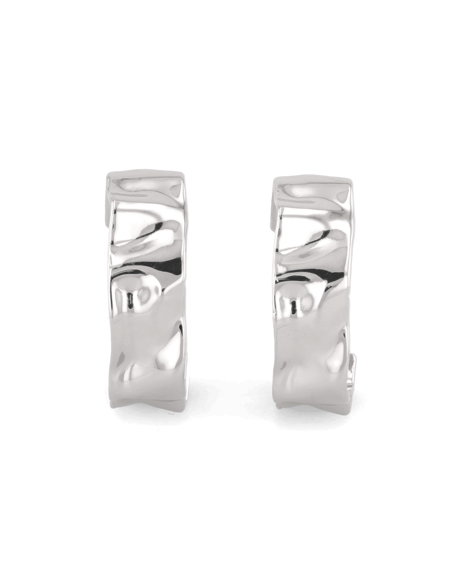 Sirocco silver chunky hoop earrings by Lavana, with fluid sculptural texture