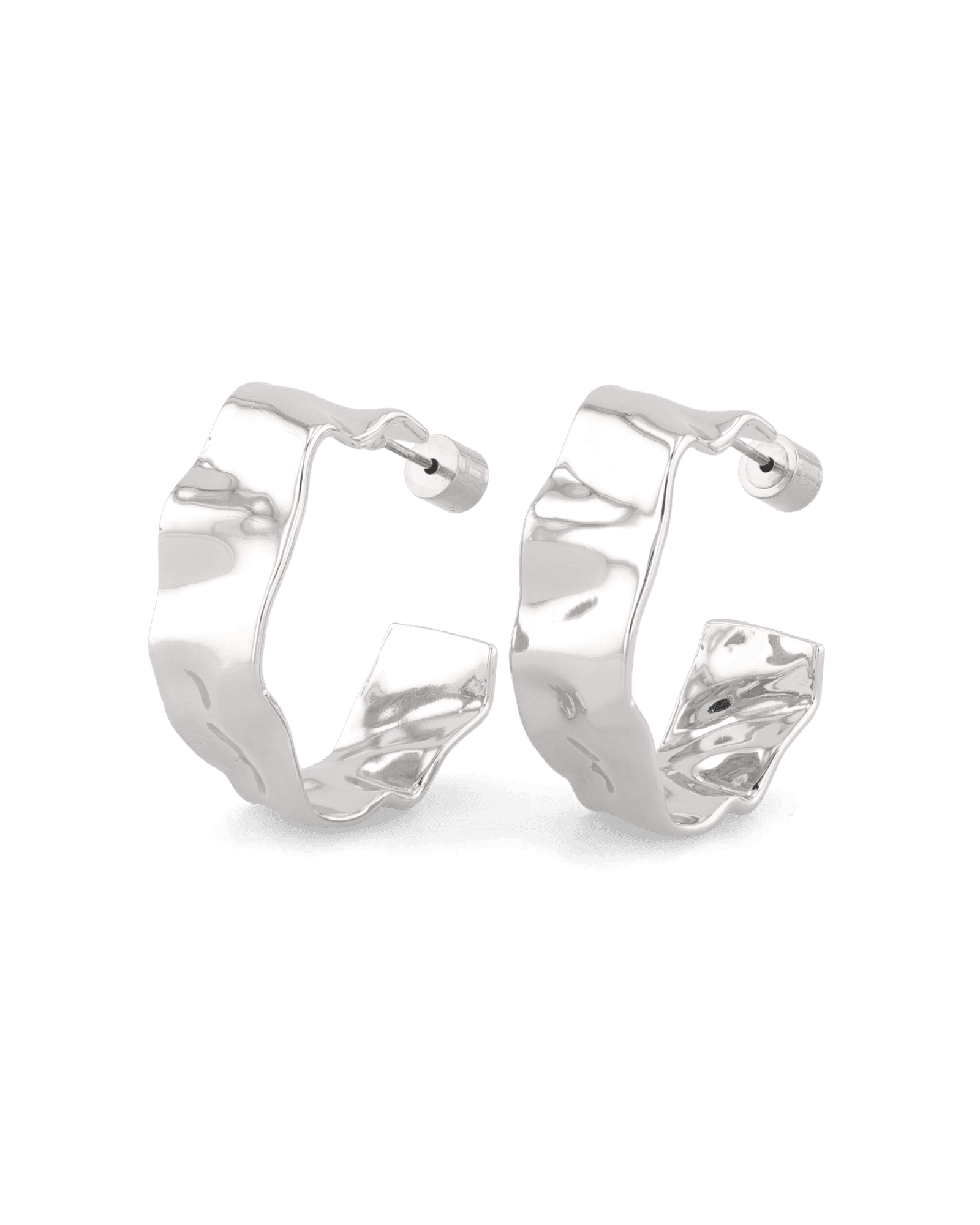 Sirocco silver chunky hoop earrings by Lavana, with fluid sculptural texture