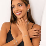 Small Illuminate Silver Diamond Bracelet by Lavana on model with petite bezel set lab grown diamonds and slider adjuster