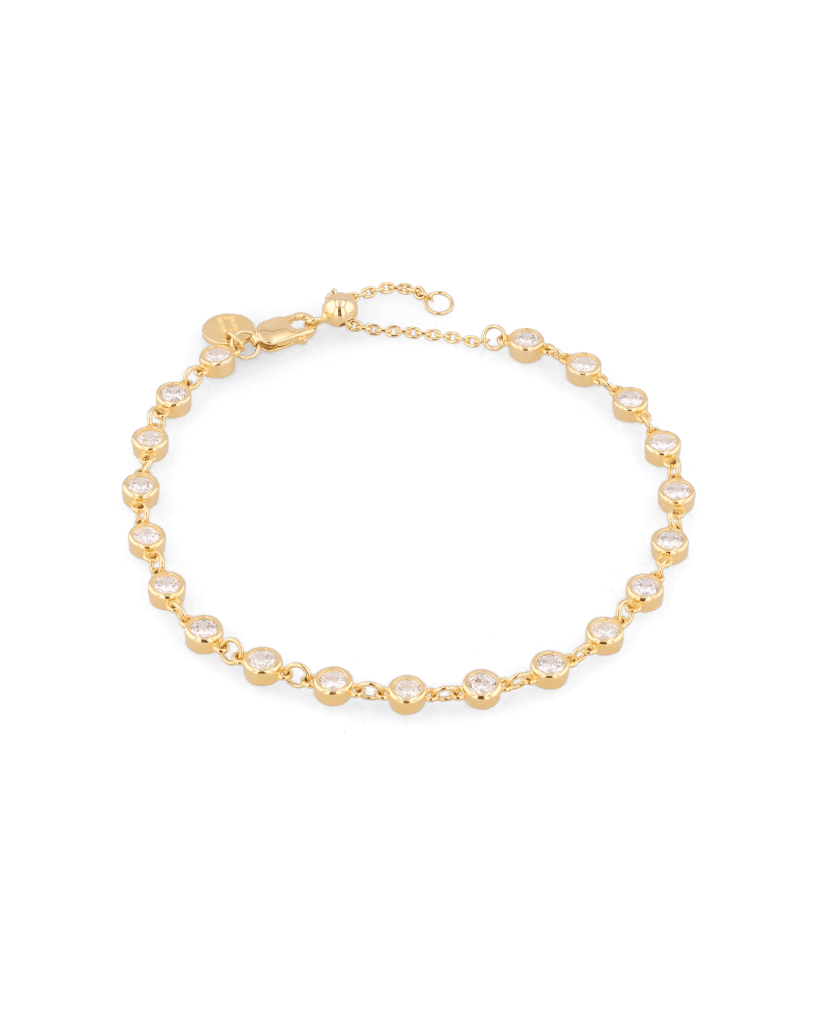 Small Illuminate gold diamond bracelet by Lavana, with petite bezel set lab grown diamonds and slider adjuster