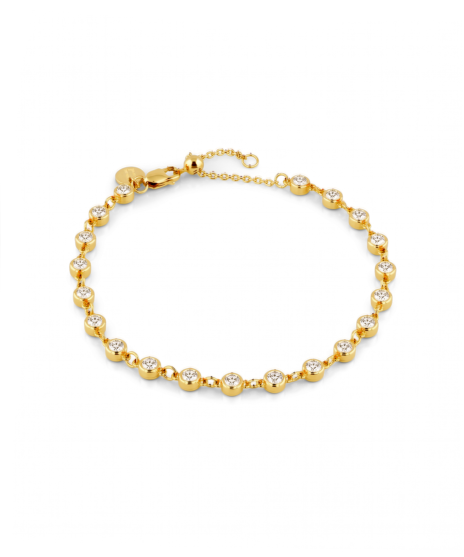 Small Illuminate gold diamond bracelet by Lavana with petite bezel set lab grown diamonds and slider adjuster 1