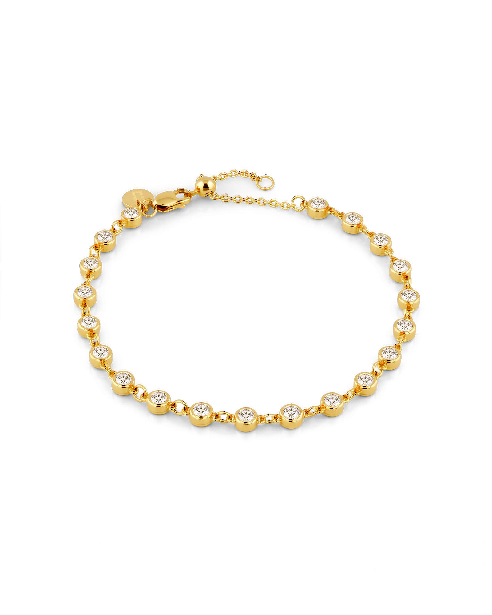 Small Illuminate gold diamond bracelet by Lavana with petite bezel set lab grown diamonds and slider adjuster 1