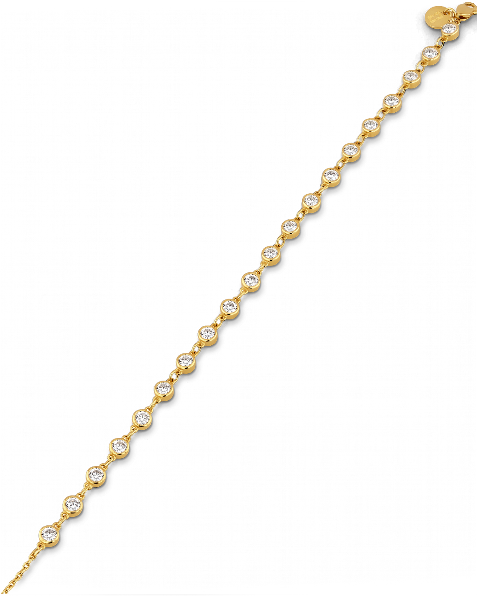 Small Illuminate gold diamond bracelet by Lavana, with petite bezel set lab grown diamonds and slider adjuster