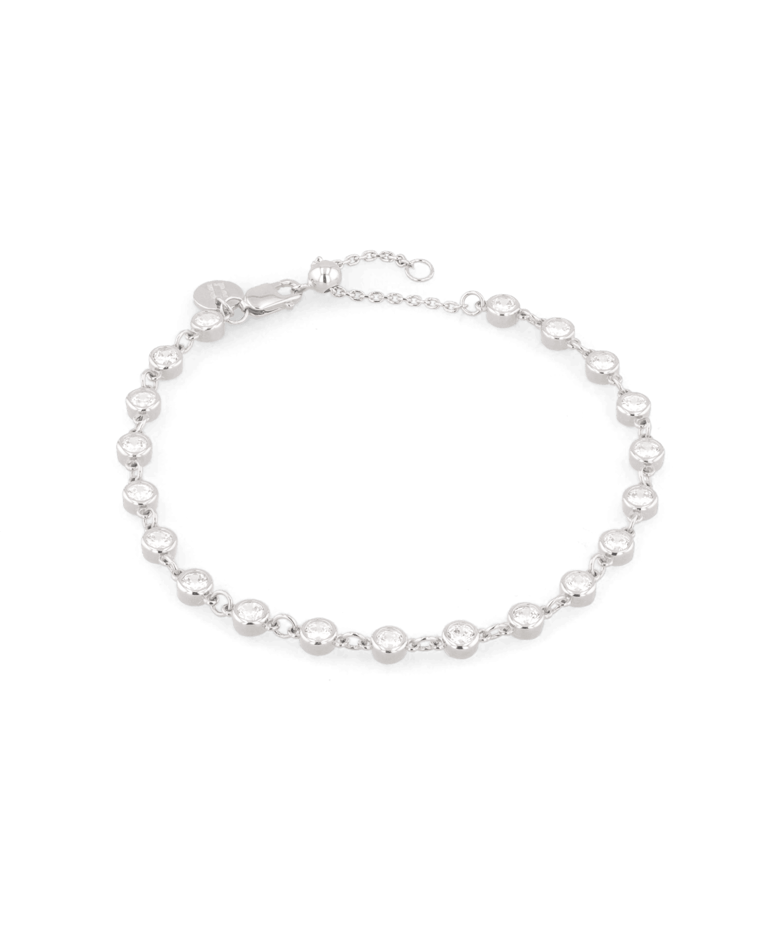 Small Illuminate silver diamond bracelet by Lavana, with petite bezel set lab grown diamonds and slider adjuster