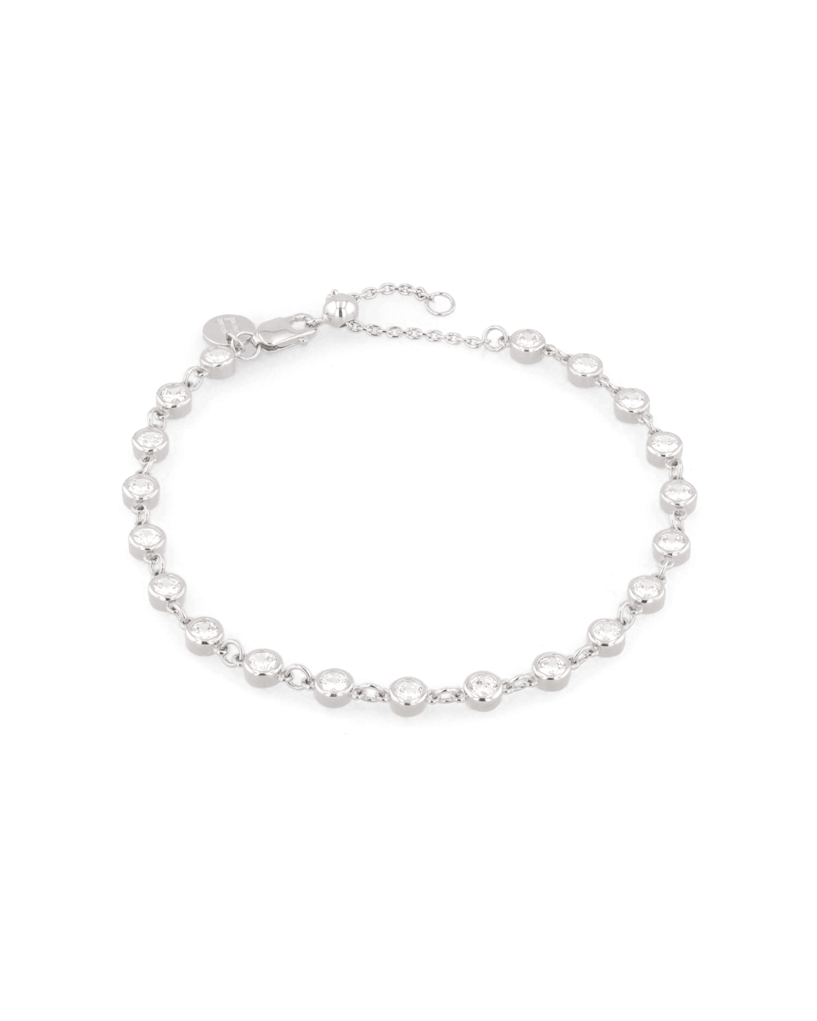 Small Illuminate silver diamond bracelet by Lavana, with petite bezel set lab grown diamonds and slider adjuster