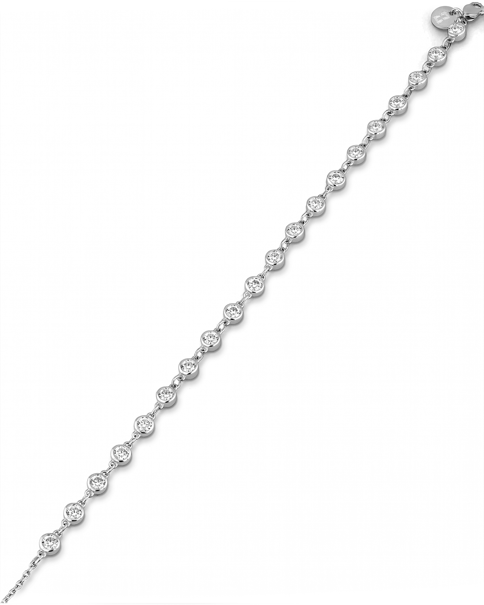 Small Illuminate silver diamond bracelet by Lavana with petite bezel set lab grown diamonds and slider adjuster 2