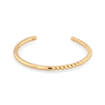 Splice Gold Cuff Bracelet by Lavana, half rope half smooth open cuff - 1