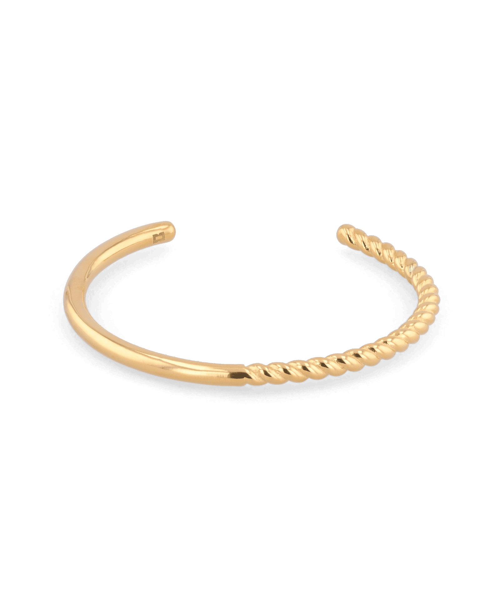 Splice Gold Cuff Bracelet by Lavana, half rope half smooth open cuff - 1