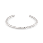 Splice Silver Cuff Bracelet by Lavana, half rope half smooth open cuff - 1