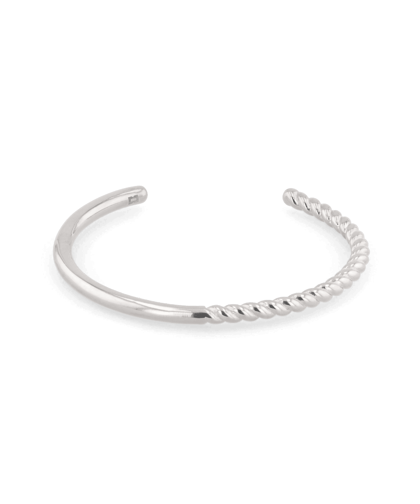 Splice Silver Cuff Bracelet by Lavana, half rope half smooth open cuff - 1