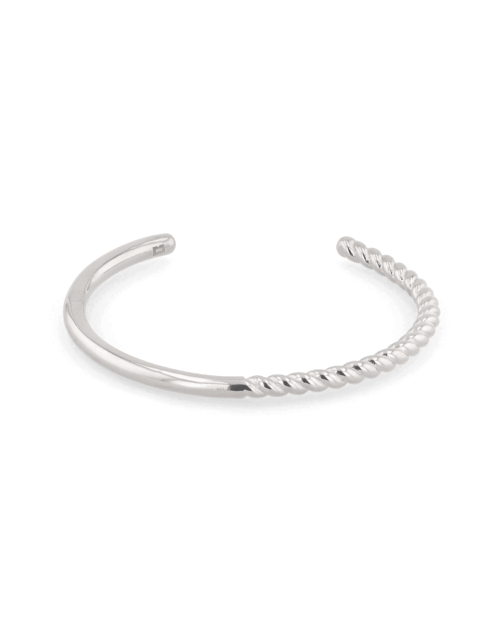 Splice Silver Cuff Bracelet by Lavana, half rope half smooth open cuff - 1