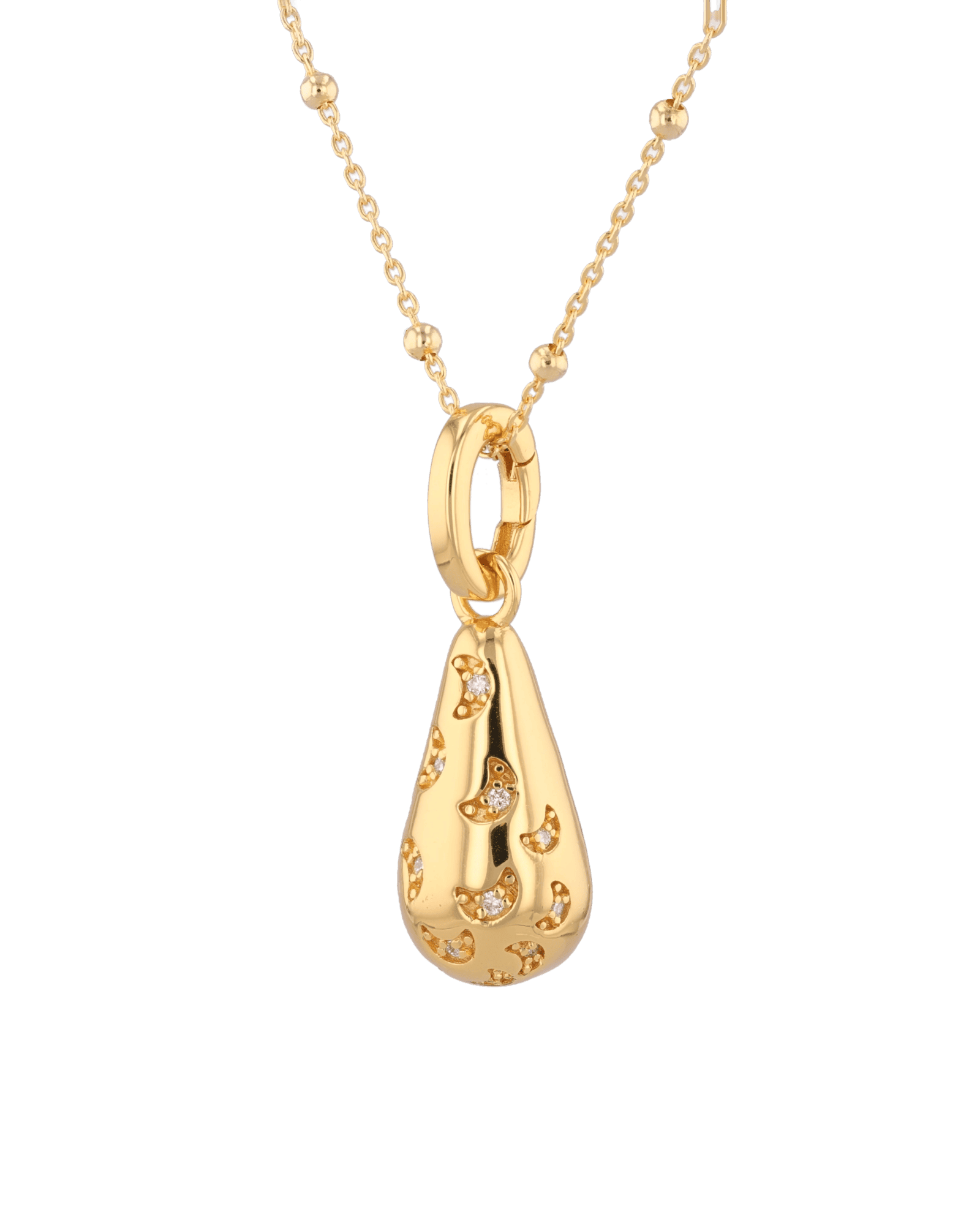 Stardust Raindrop Gold Pendant by Lavana, with crescent moons and lab-grown diamonds - 2