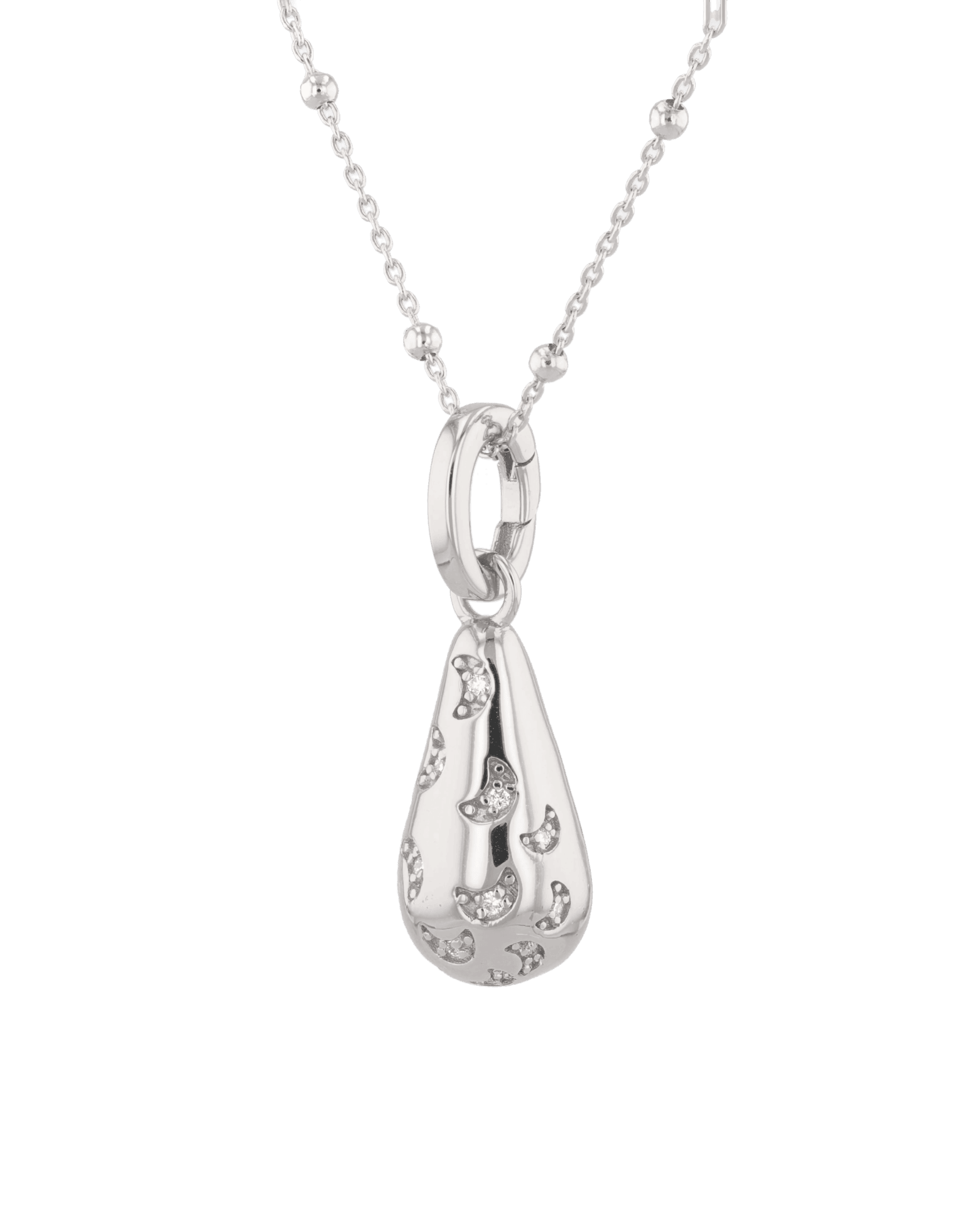 Stardust Raindrop Silver Pendant by Lavana, with crescent moons and lab-grown diamonds - 1