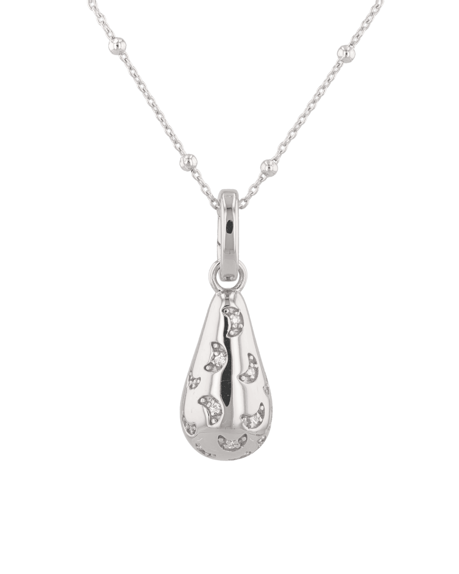 Stardust Raindrop Silver Pendant by Lavana, with crescent moons and lab-grown diamonds - 2