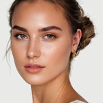 Stardust Raindrop Gold Earrings by Lavana on model with lab-grown diamonds