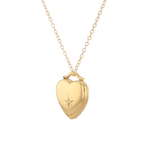 Starlit Heart Diamond Locket Necklace Gold by Lavana, star motif heart with diamond on 45cm chain