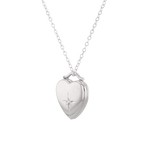 Starlit Heart Diamond Locket Necklace Silver by Lavana, star motif heart with diamond on 45cm chain