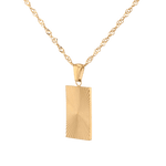 Sunburst Gold Tag Necklace by Lavana, sunburst engraved rectangle tag on fine chain
