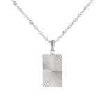 Sunburst Silver Tag Necklace by Lavana, sunburst engraved rectangle tag on fine chain