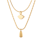 Sunshower Layered Gold Necklace by Lavana, double-layered chain with cloud charm and raindrop pendant, angled view