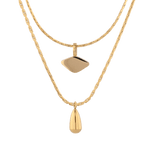 Sunshower Layered Gold Necklace by Lavana, double-layered chain with cloud charm and raindrop pendant, front view