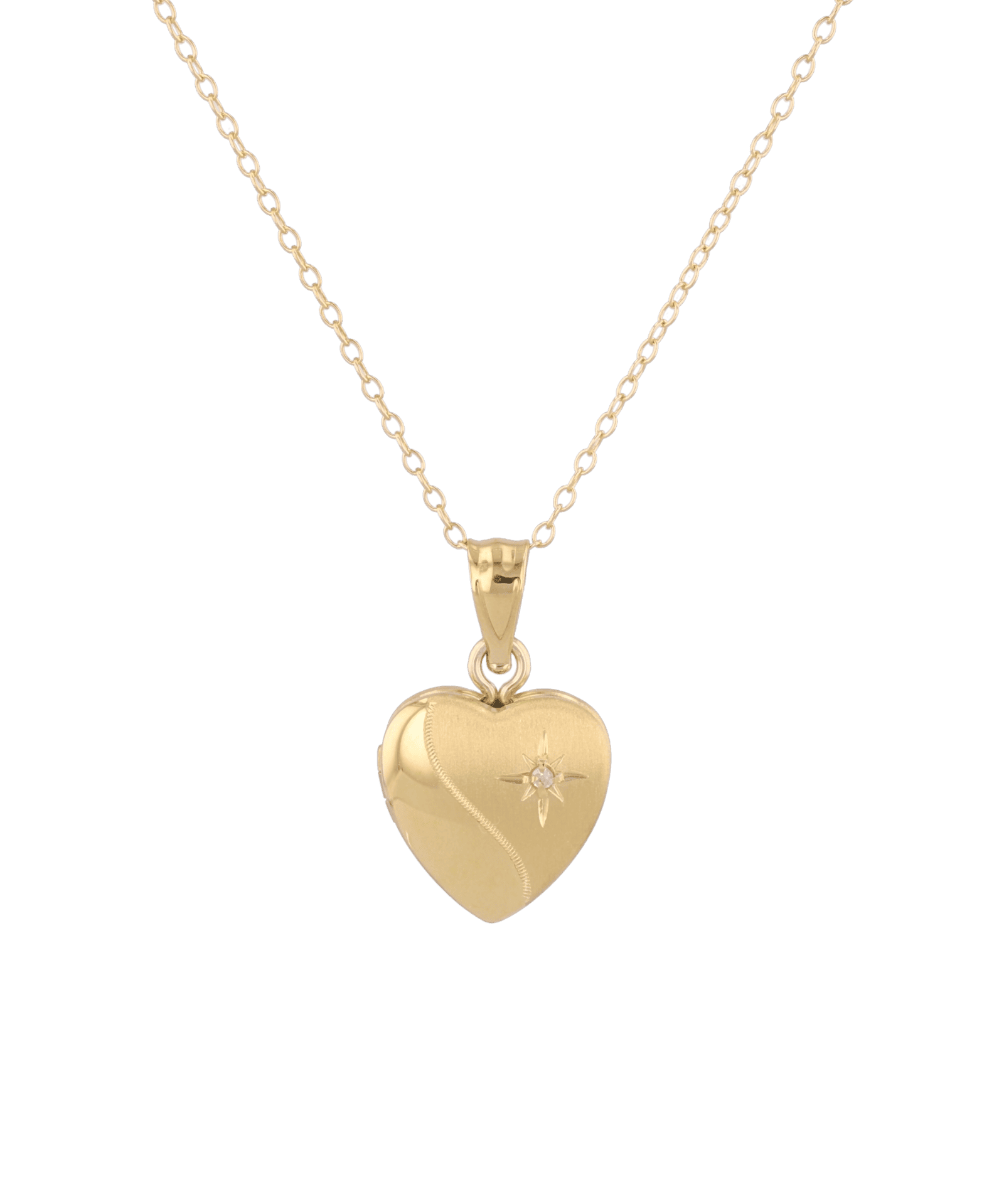 Sway Heart Diamond Locket Necklace Gold by Lavana, curved line heart with diamond on 45cm chain