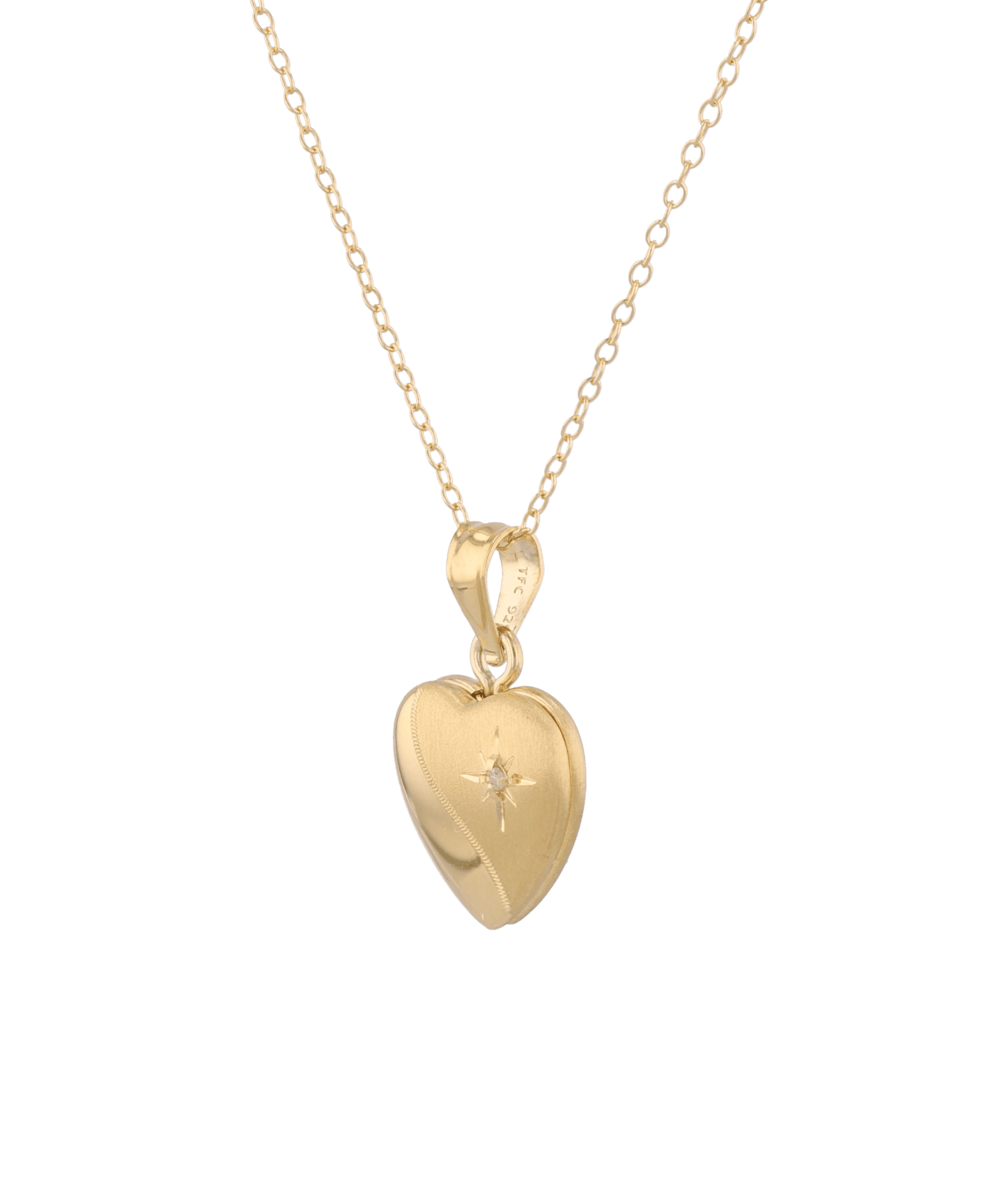 Sway Heart Diamond Locket Necklace Gold by Lavana, curved line heart with diamond on 45cm chain
