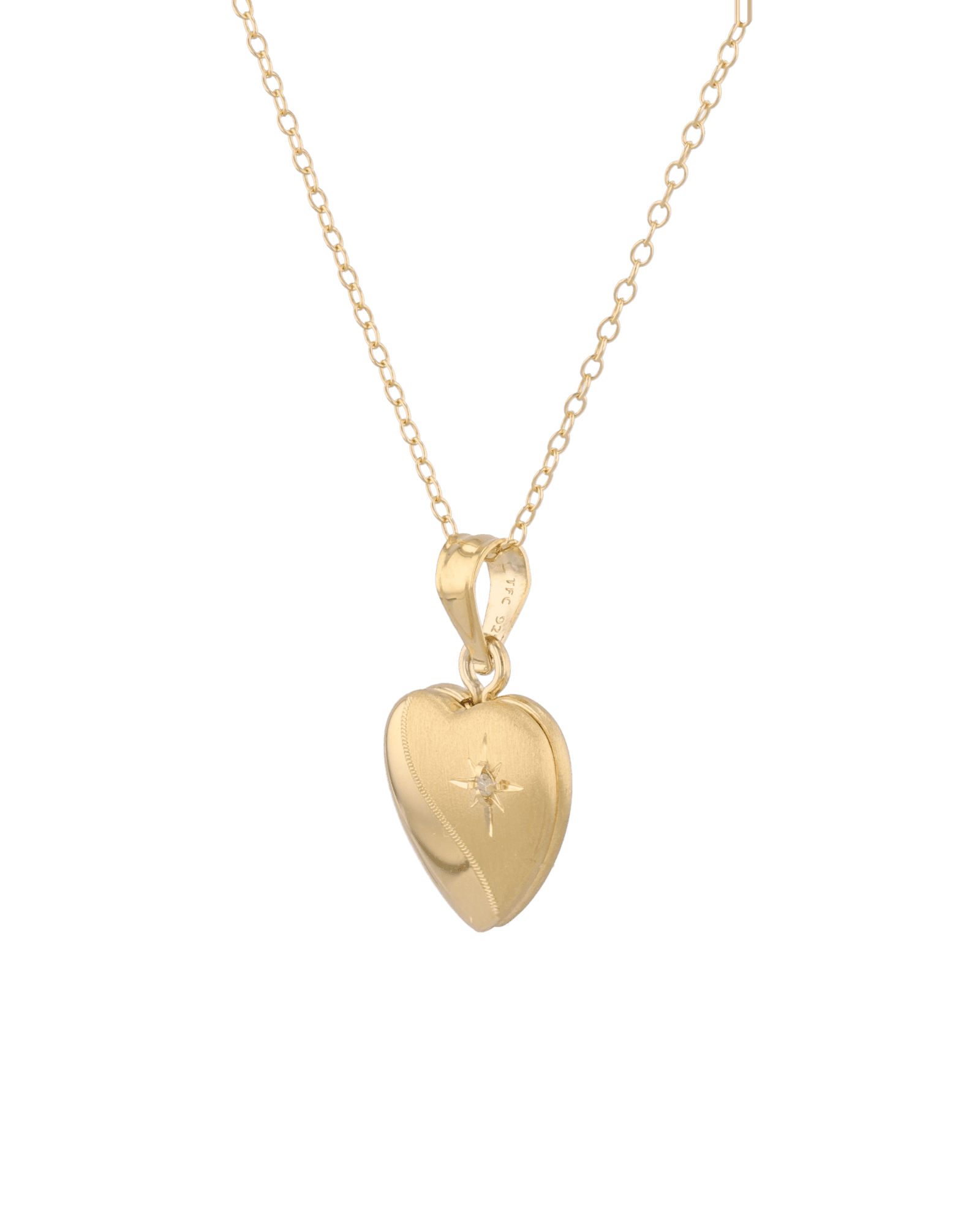 Sway Heart Diamond Locket Necklace Gold by Lavana, curved line heart with diamond on 45cm chain