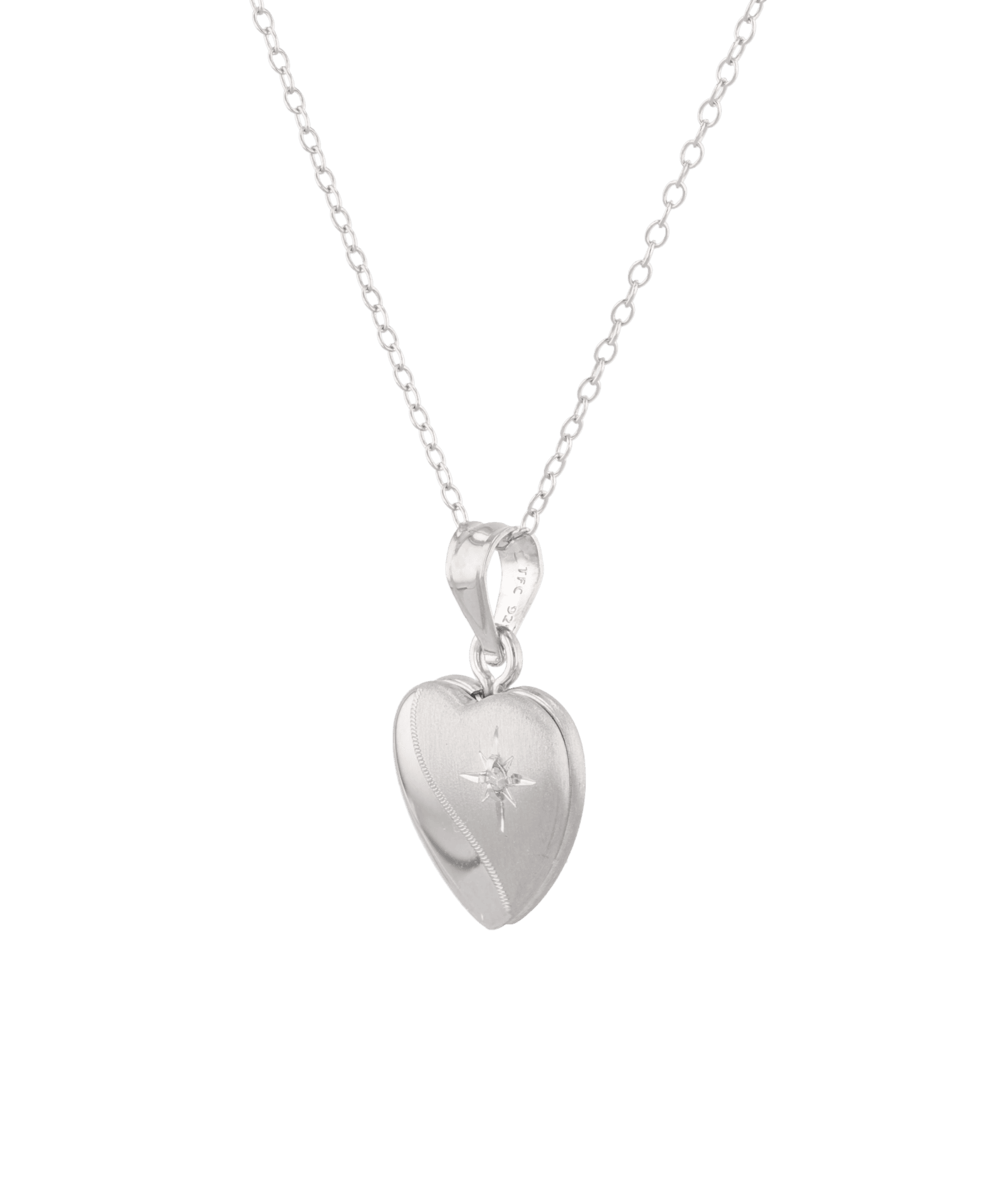 Sway Heart Diamond Locket Necklace Silver by Lavana, curved line heart with diamond on 45cm chain