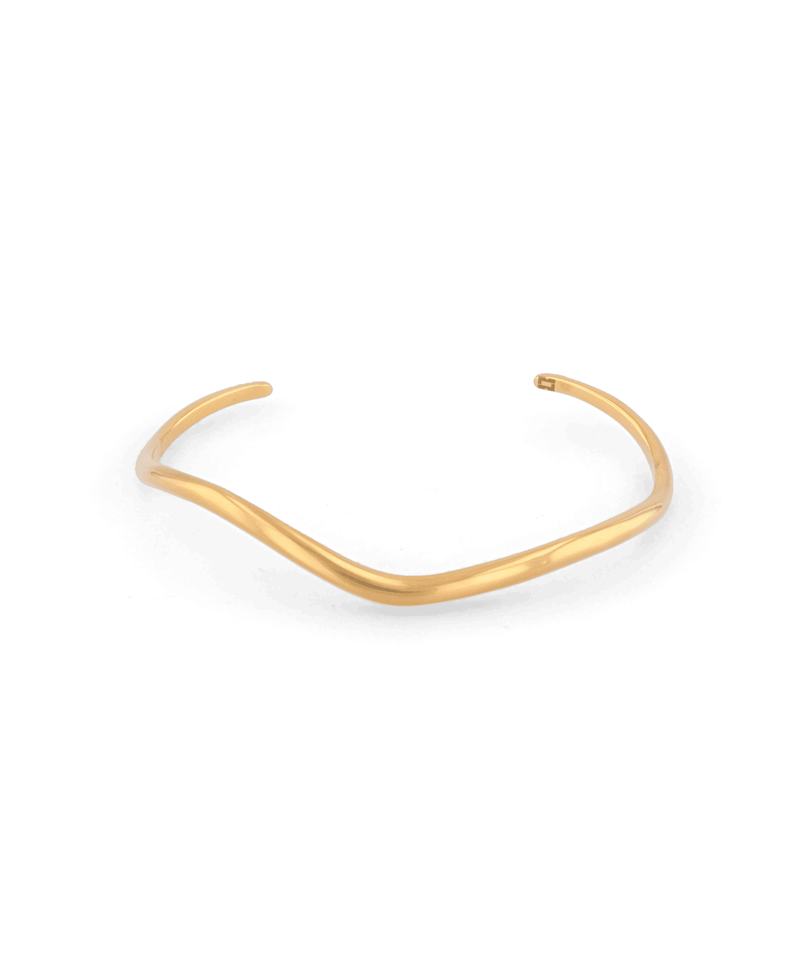 Sway Thin Gold Cuff Bracelet by Lavana, slim V-shaped open cuff