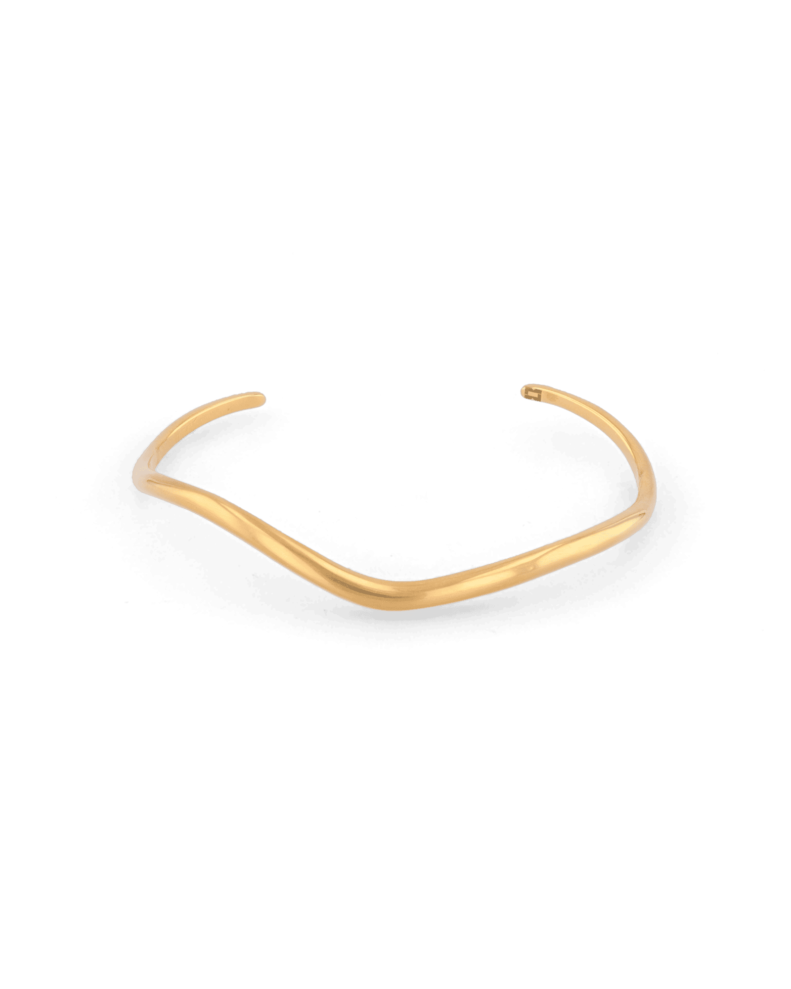Sway Thin Gold Cuff Bracelet by Lavana, slim V-shaped open cuff