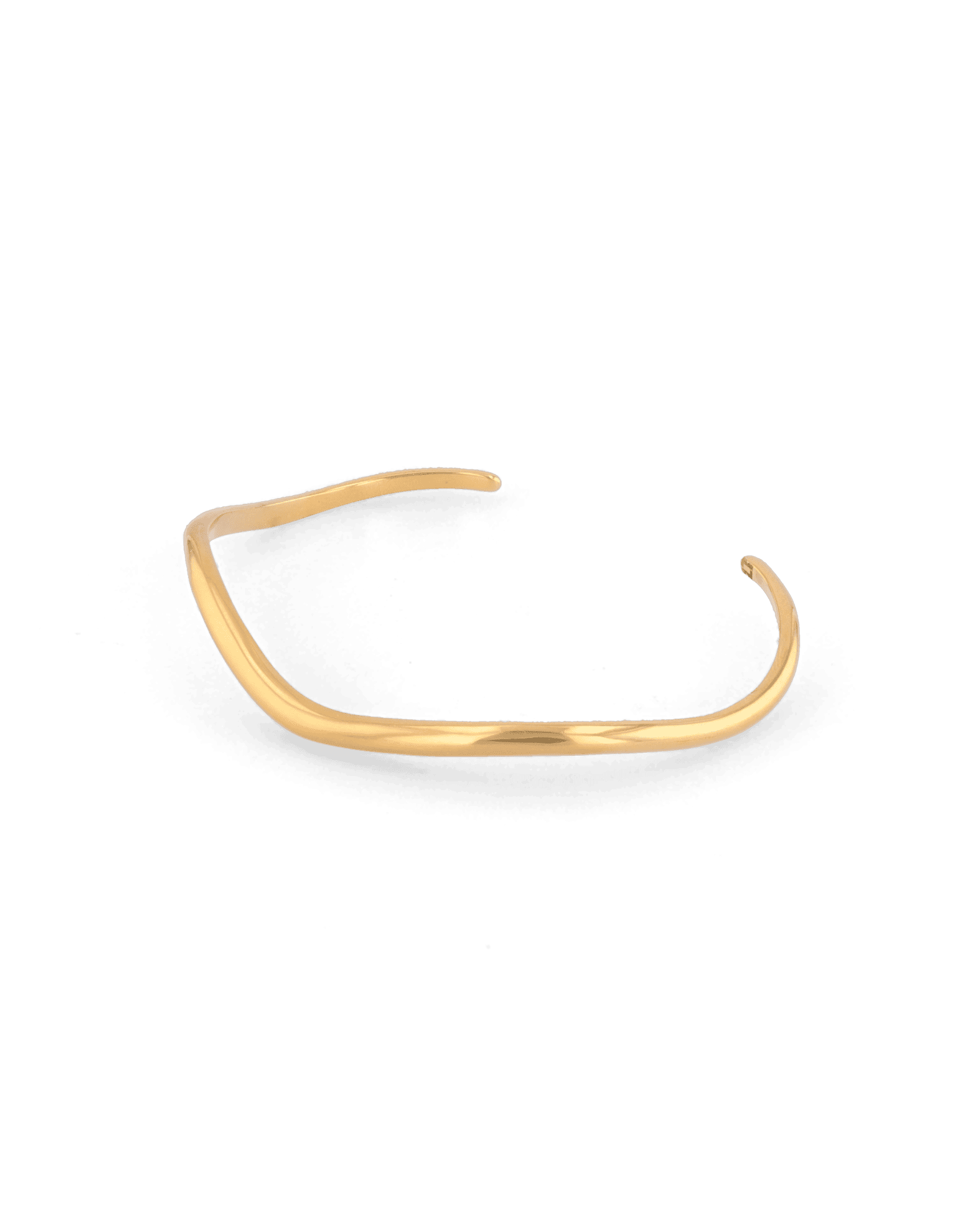 Sway Thin Gold Cuff Bracelet by Lavana, slim V-shaped open cuff