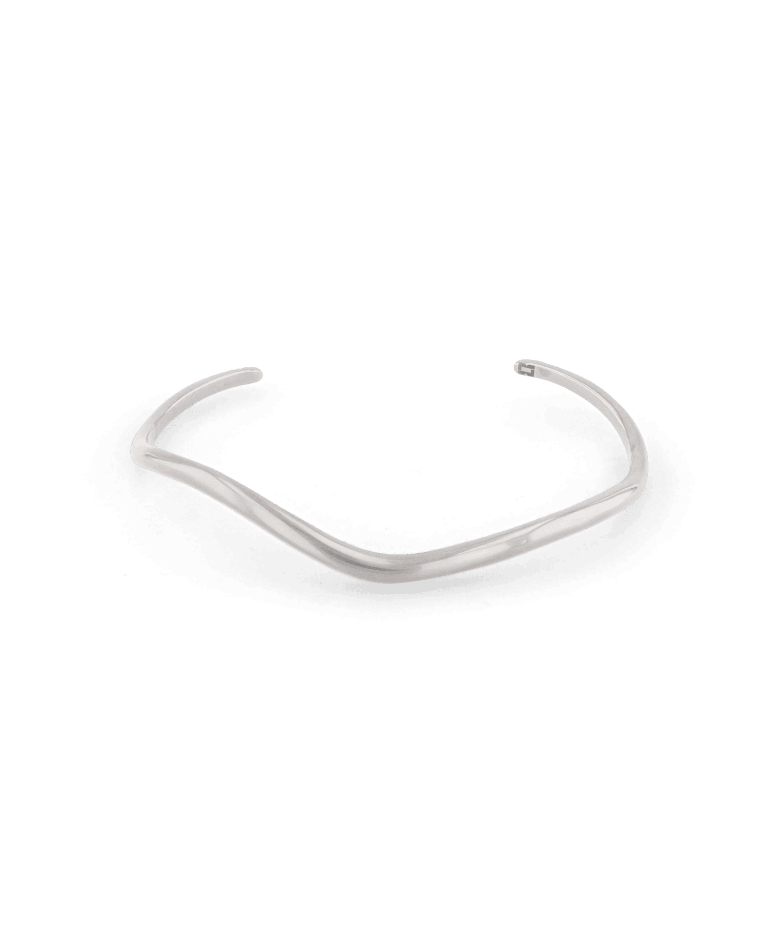 Sway Thin Silver Cuff Bracelet by Lavana, slim V-shaped open cuff