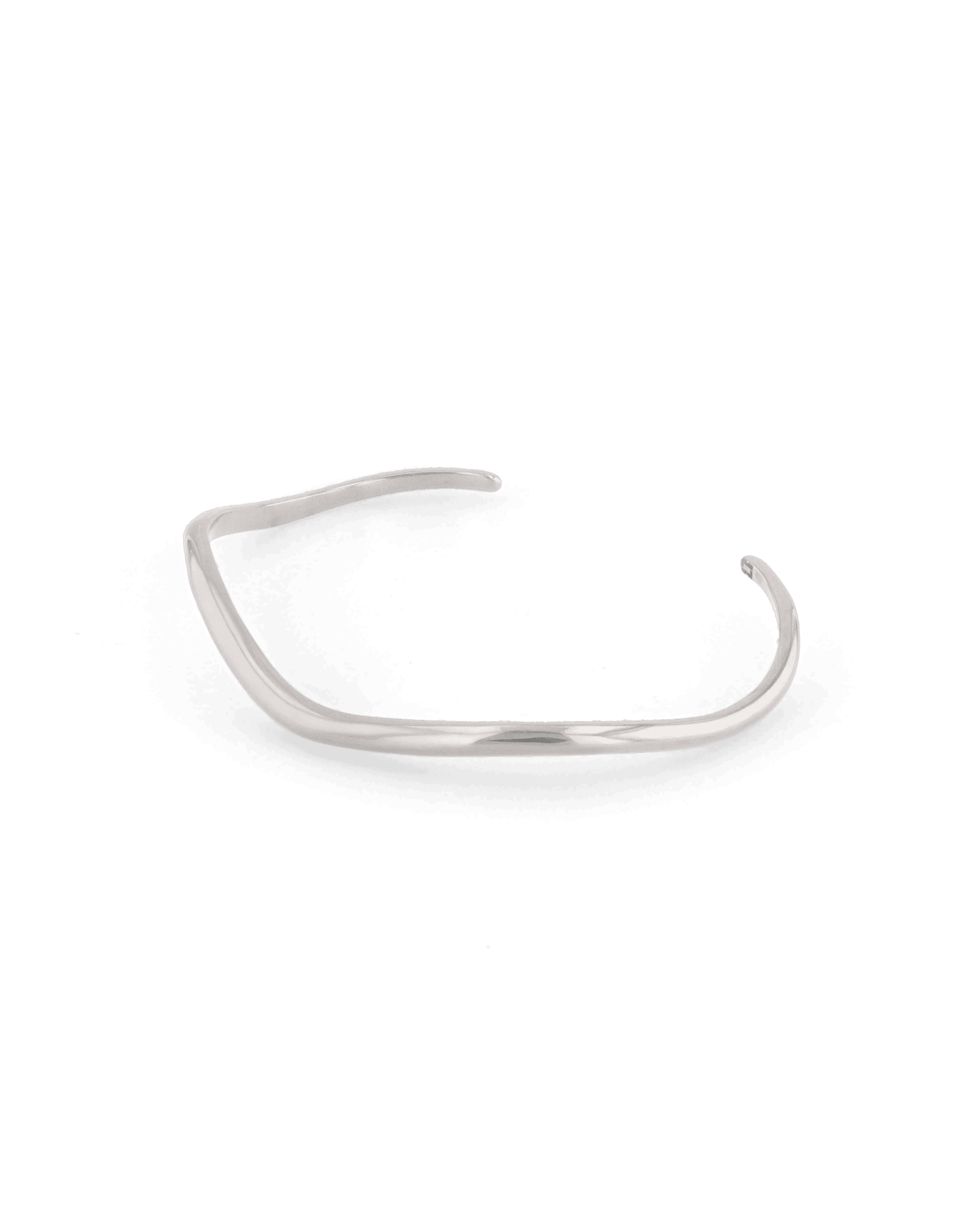 Sway Thin Silver Cuff Bracelet by Lavana, slim V-shaped open cuff