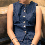 Sway Thin Silver Cuff Bracelet by Lavana, slim V-shaped open cuff