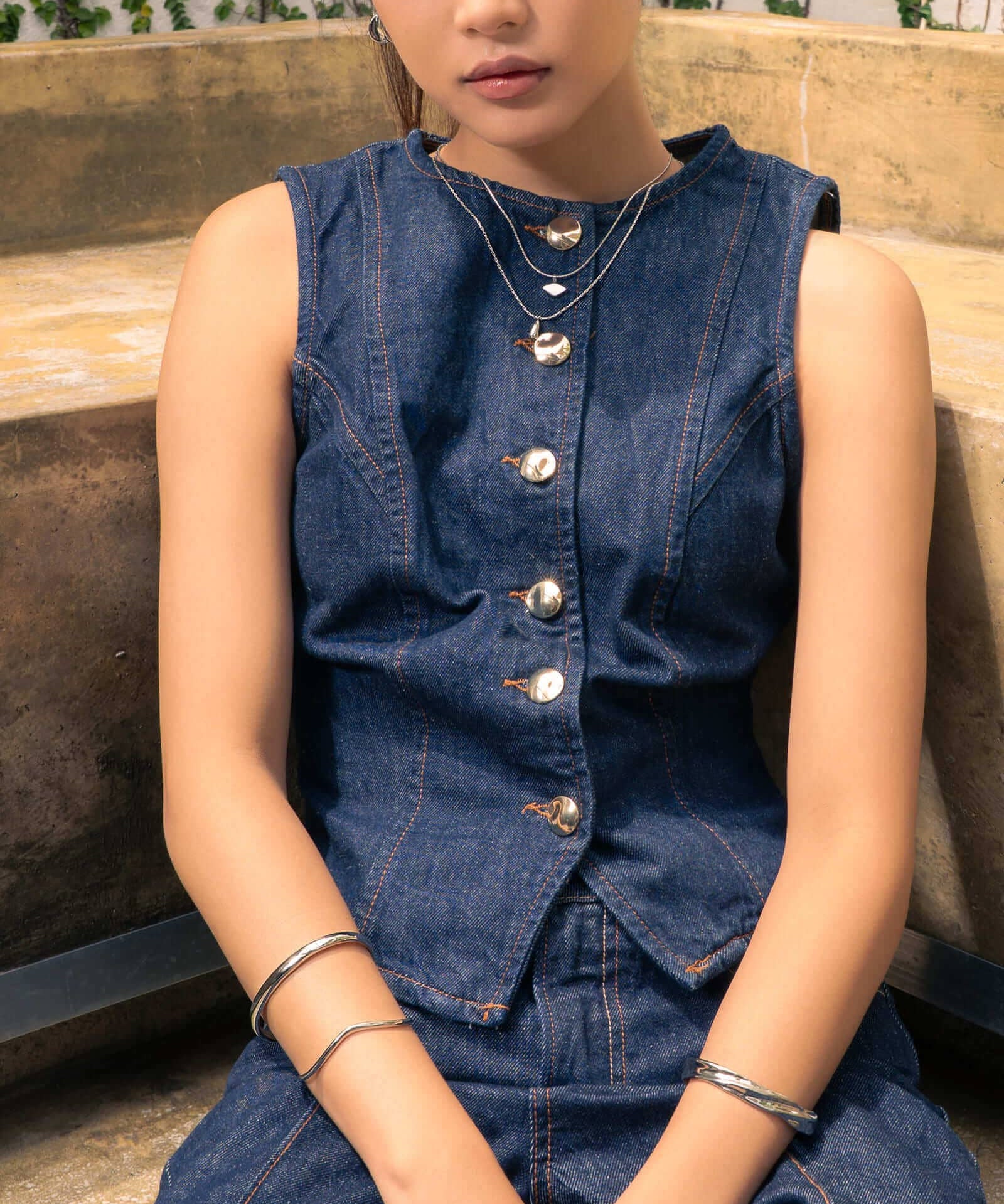 Sway Thin Silver Cuff Bracelet by Lavana, slim V-shaped open cuff