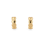 Sweetheart Gold Hoop Earrings by LAVANA, four hearts stacked at the front