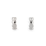 Sweetheart Silver Hoop Earrings by LAVANA, four hearts stacked at the front