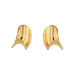 Swell Gold Stud Earrings by LAVANA, sculptural wave curve studs with high polish