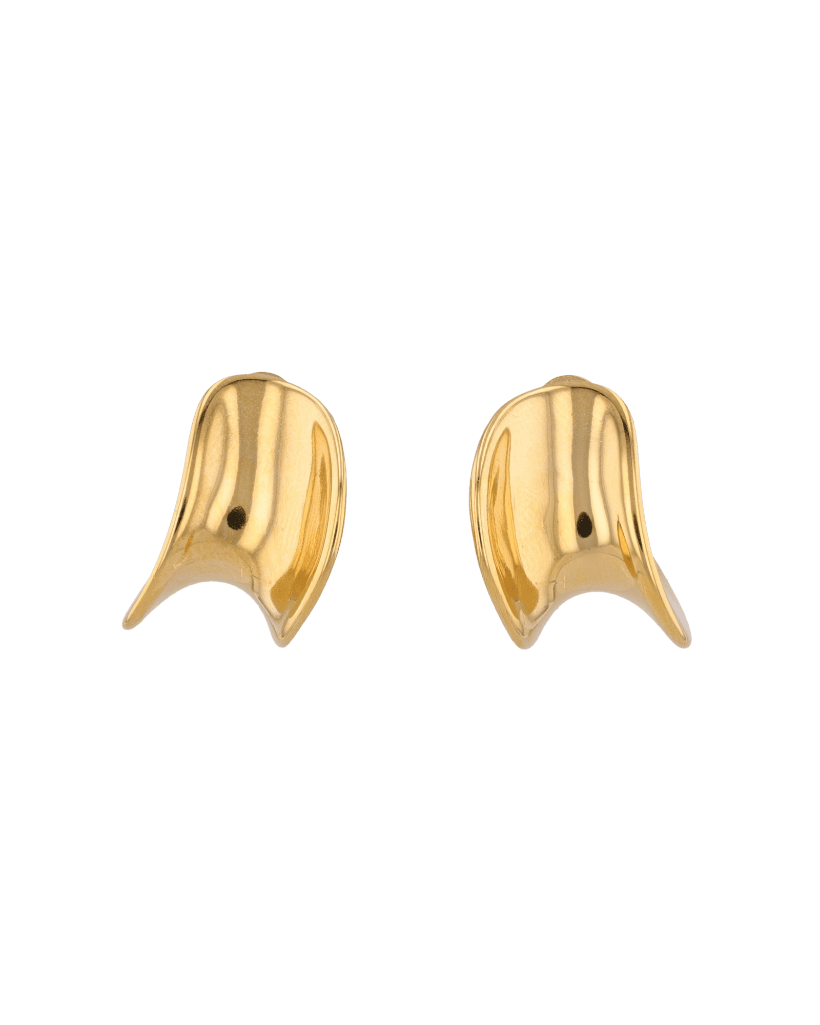 Swell Gold Stud Earrings by LAVANA, sculptural wave curve studs with high polish